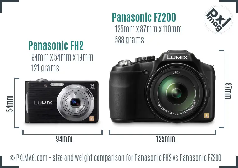 Panasonic FH2 vs Panasonic FZ200 size comparison