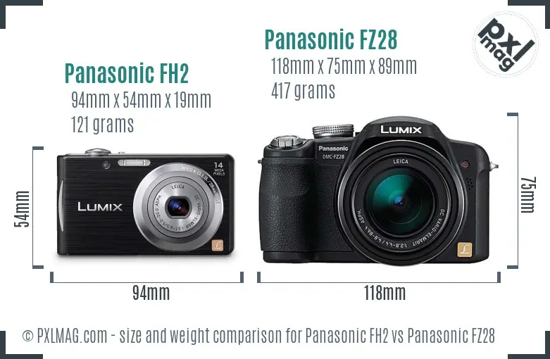 Panasonic FH2 vs Panasonic FZ28 size comparison