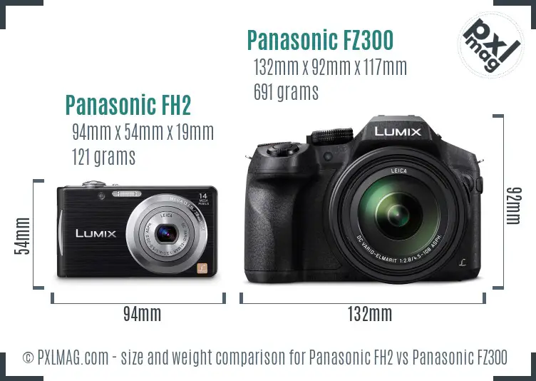 Panasonic FH2 vs Panasonic FZ300 size comparison Panasonic FH2 vs Panasonic FZ300 size comparison