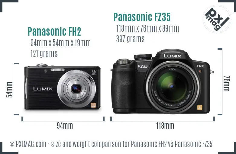 Panasonic FH2 vs Panasonic FZ35 size comparison