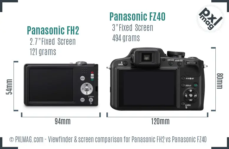 Panasonic FH2 vs Panasonic FZ40 Screen and Viewfinder comparison Panasonic FH2 vs Panasonic FZ40 Screen and Viewfinder comparison