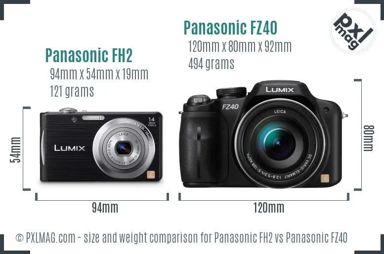 Panasonic FH2 vs Panasonic FZ40 size comparison Panasonic FH2 vs Panasonic FZ40 size comparison