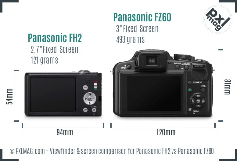 Panasonic FH2 vs Panasonic FZ60 Screen and Viewfinder comparison