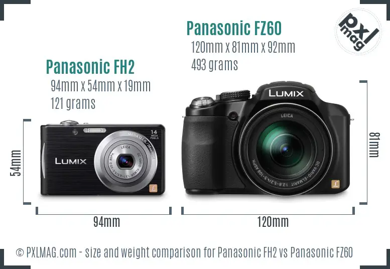 Panasonic FH2 vs Panasonic FZ60 size comparison