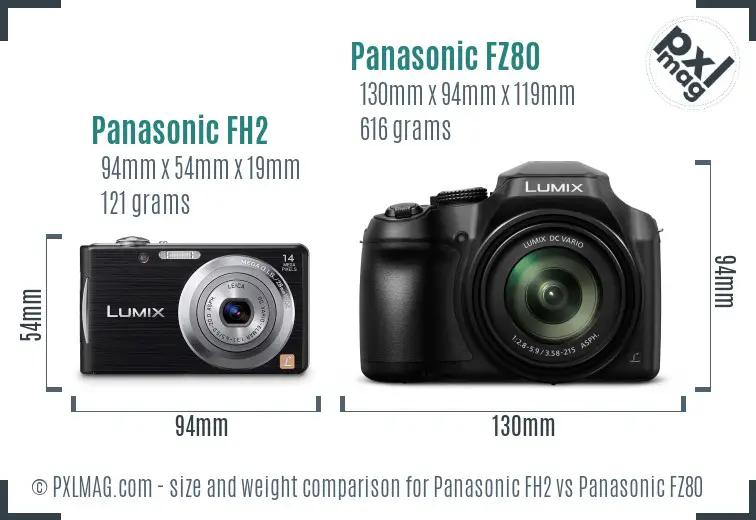 Panasonic FH2 vs Panasonic FZ80 size comparison