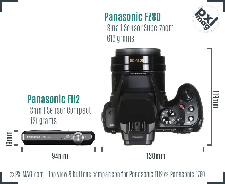 Panasonic FH2 vs Panasonic FZ80 top view buttons comparison