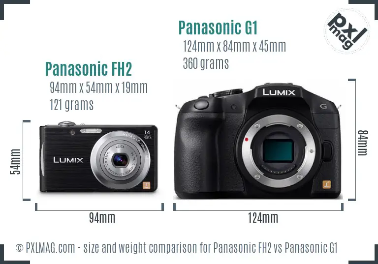 Panasonic FH2 vs Panasonic G1 size comparison