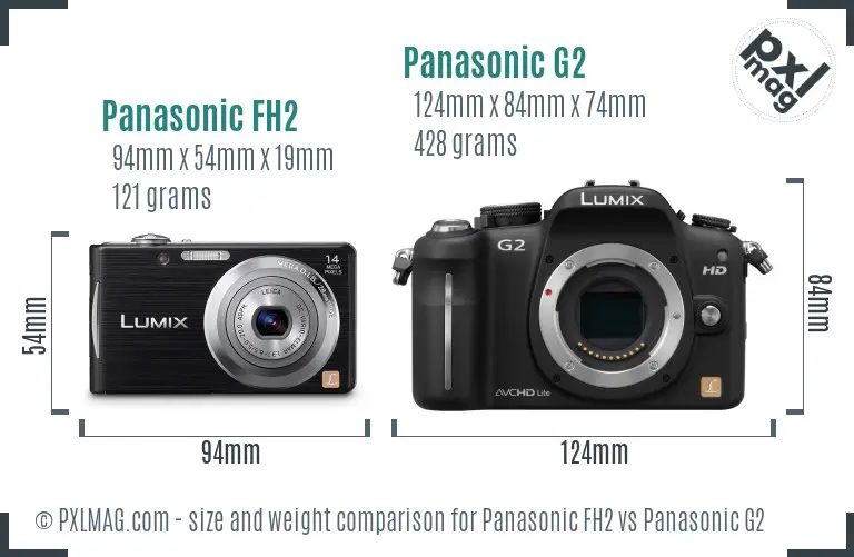 Panasonic FH2 vs Panasonic G2 size comparison