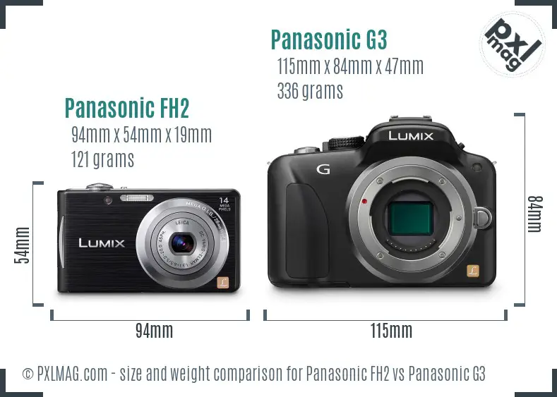 Panasonic FH2 vs Panasonic G3 size comparison