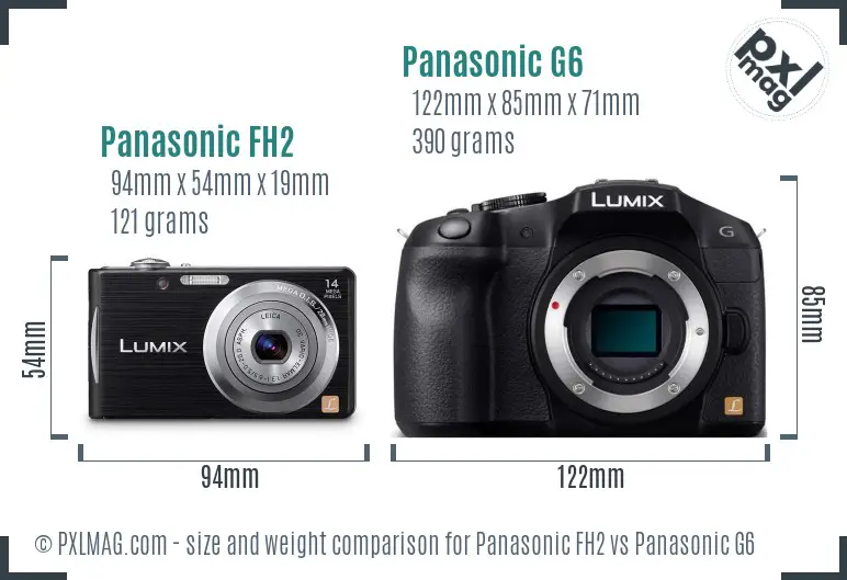 Panasonic FH2 vs Panasonic G6 size comparison