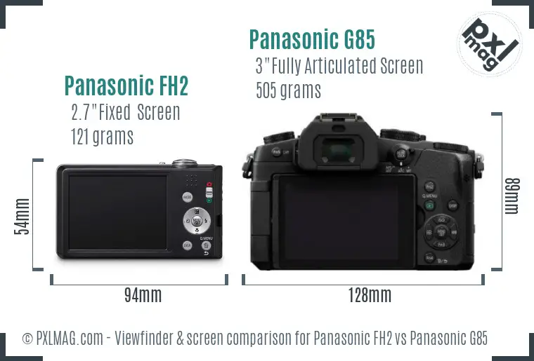 Panasonic FH2 vs Panasonic G85 Screen and Viewfinder comparison