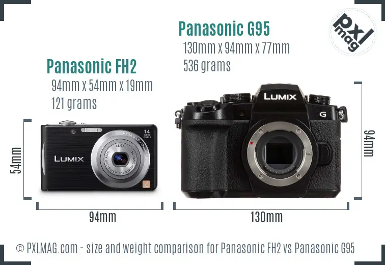 Panasonic FH2 vs Panasonic G95 size comparison