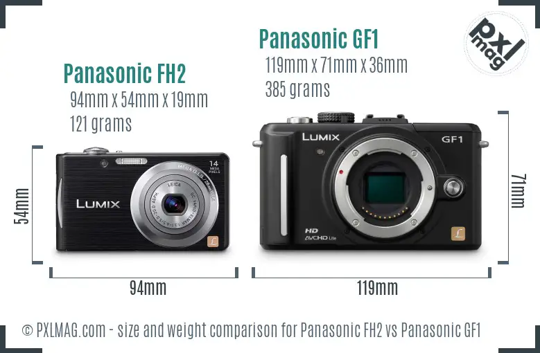 Panasonic FH2 vs Panasonic GF1 size comparison