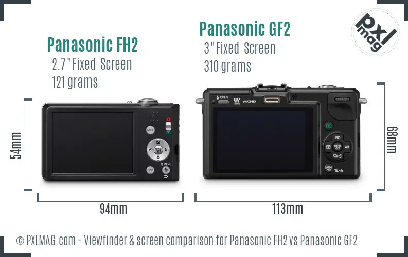 Panasonic FH2 vs Panasonic GF2 Screen and Viewfinder comparison