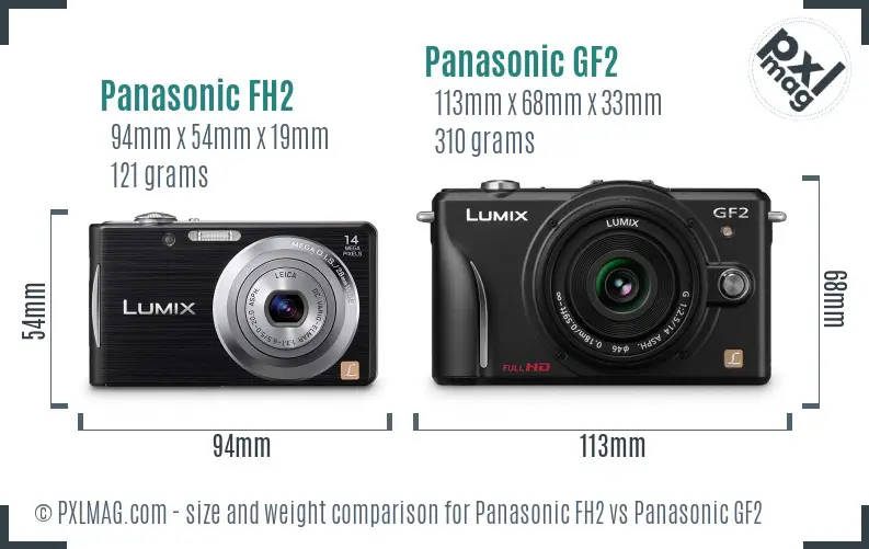 Panasonic FH2 vs Panasonic GF2 size comparison