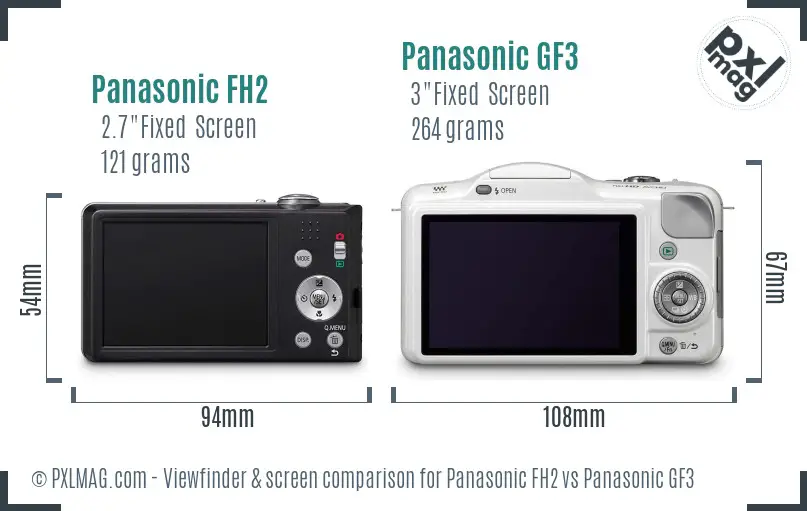 Panasonic FH2 vs Panasonic GF3 Screen and Viewfinder comparison