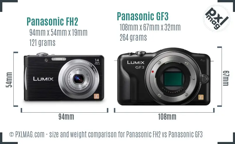 Panasonic FH2 vs Panasonic GF3 size comparison