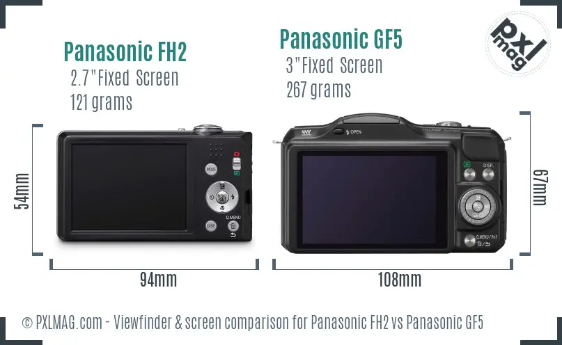 Panasonic FH2 vs Panasonic GF5 Screen and Viewfinder comparison Panasonic FH2 vs Panasonic GF5 Screen and Viewfinder comparison