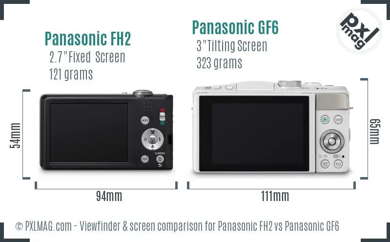 Panasonic FH2 vs Panasonic GF6 Screen and Viewfinder comparison