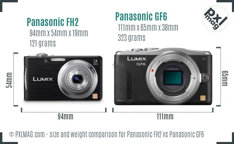 Panasonic FH2 vs Panasonic GF6 size comparison