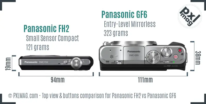 Panasonic FH2 vs Panasonic GF6 top view buttons comparison