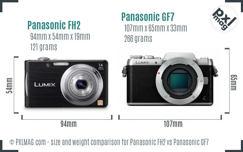 Panasonic FH2 vs Panasonic GF7 size comparison