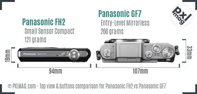 Panasonic FH2 vs Panasonic GF7 top view buttons comparison