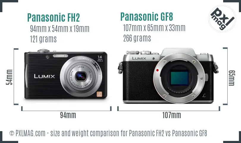 Panasonic FH2 vs Panasonic GF8 size comparison