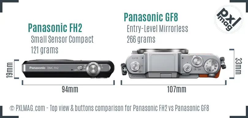 Panasonic FH2 vs Panasonic GF8 top view buttons comparison