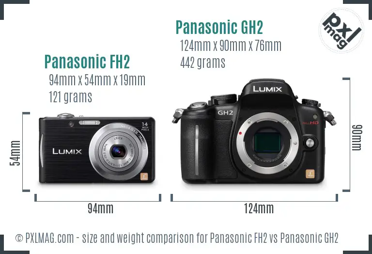 Panasonic FH2 vs Panasonic GH2 size comparison