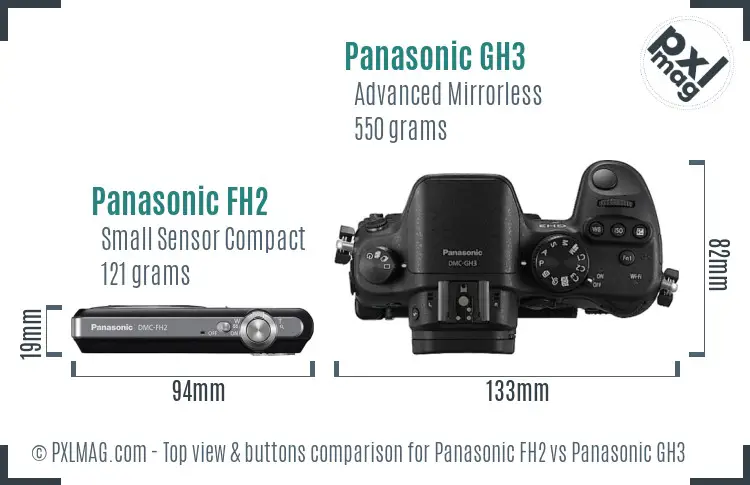 Panasonic FH2 vs Panasonic GH3 top view buttons comparison