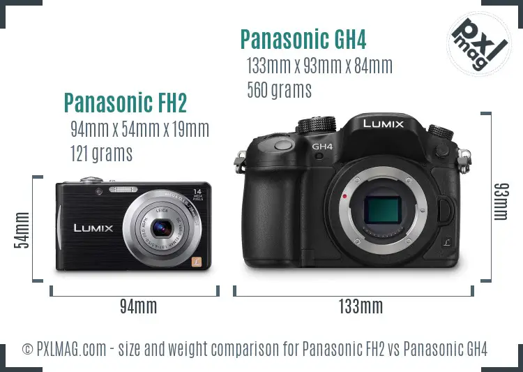 Panasonic FH2 vs Panasonic GH4 size comparison Panasonic FH2 vs Panasonic GH4 size comparison