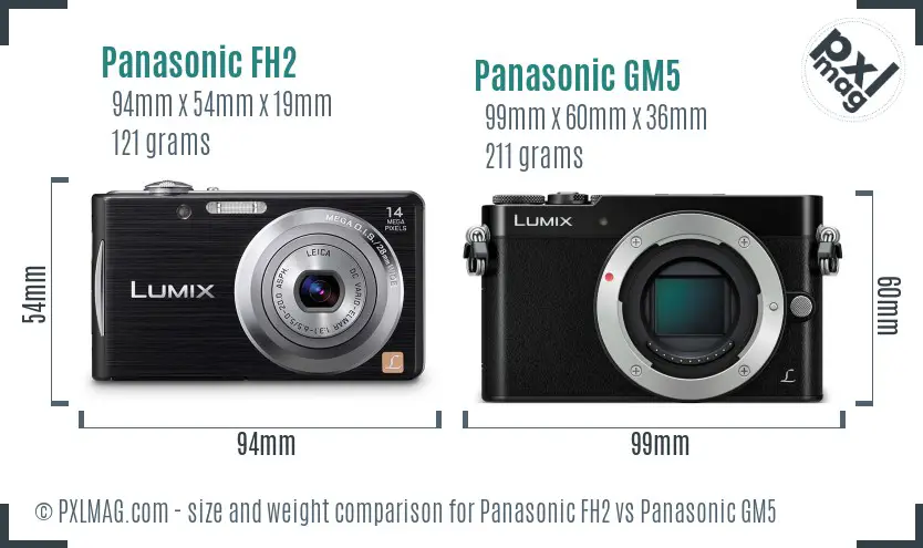 Panasonic FH2 vs Panasonic GM5 size comparison