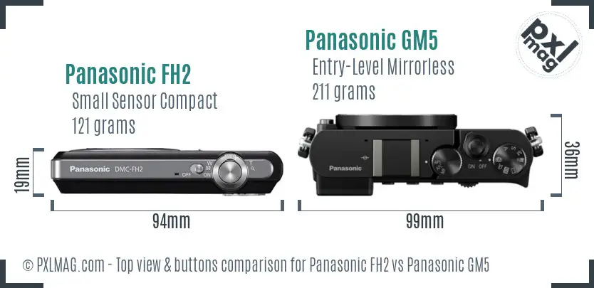 Panasonic FH2 vs Panasonic GM5 top view buttons comparison