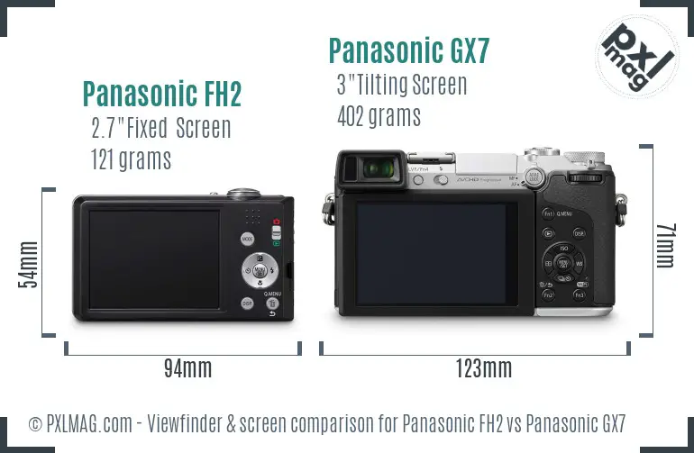Panasonic FH2 vs Panasonic GX7 Screen and Viewfinder comparison Panasonic FH2 vs Panasonic GX7 Screen and Viewfinder comparison