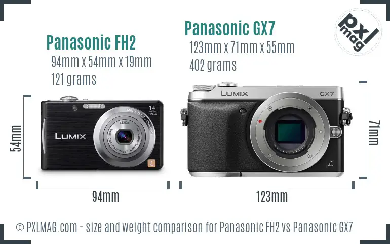 Panasonic FH2 vs Panasonic GX7 size comparison Panasonic FH2 vs Panasonic GX7 size comparison