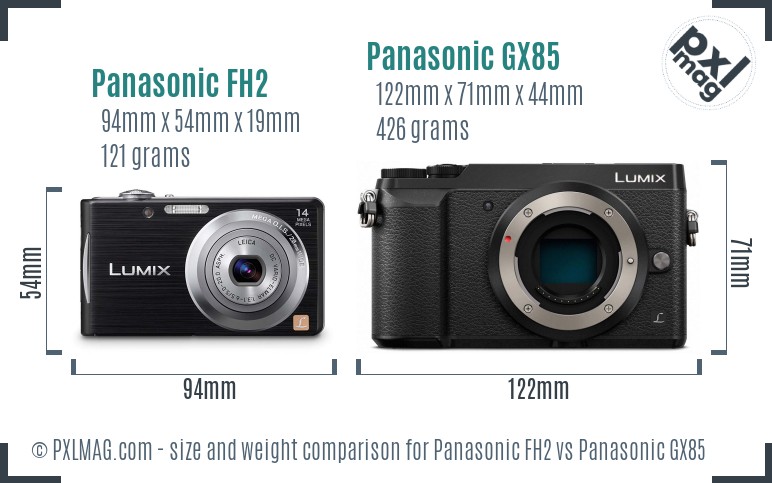 Panasonic FH2 vs Panasonic GX85 size comparison