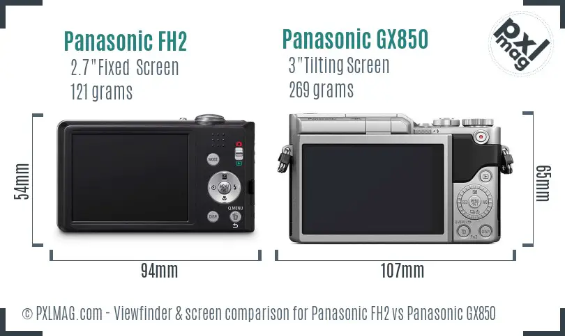 Panasonic FH2 vs Panasonic GX850 Screen and Viewfinder comparison Panasonic FH2 vs Panasonic GX850 Screen and Viewfinder comparison