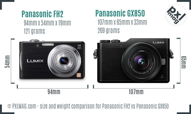 Panasonic FH2 vs Panasonic GX850 size comparison Panasonic FH2 vs Panasonic GX850 size comparison