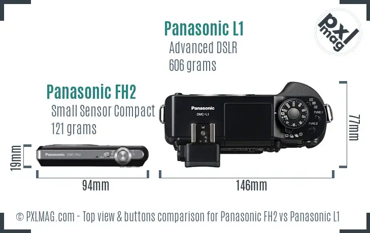 Panasonic FH2 vs Panasonic L1 top view buttons comparison Panasonic FH2 vs Panasonic L1 top view buttons comparison