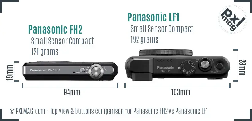 Panasonic FH2 vs Panasonic LF1 top view buttons comparison