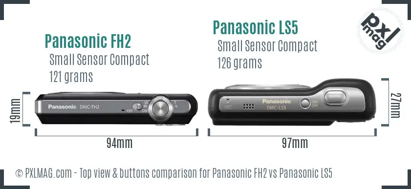 Panasonic FH2 vs Panasonic LS5 top view buttons comparison