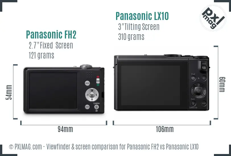 Panasonic FH2 vs Panasonic LX10 Screen and Viewfinder comparison