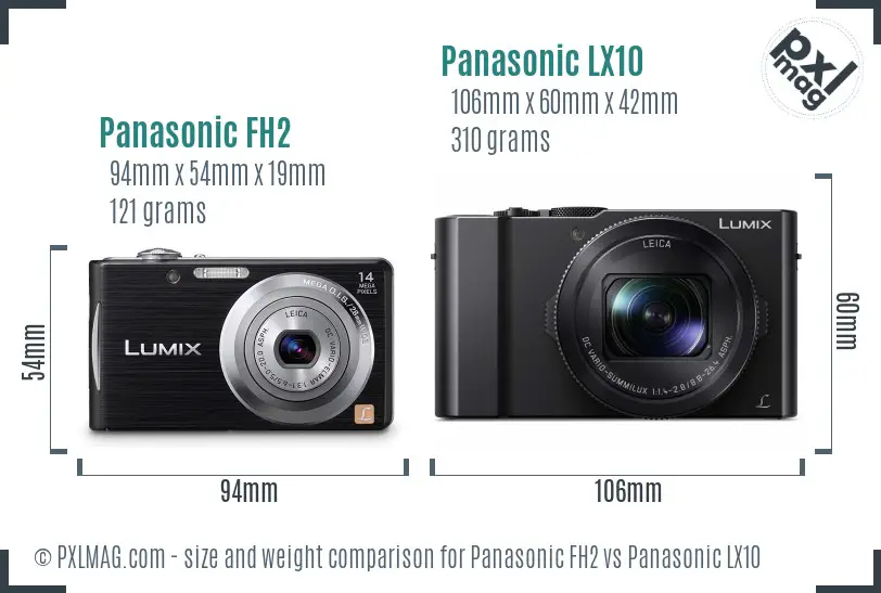 Panasonic FH2 vs Panasonic LX10 size comparison