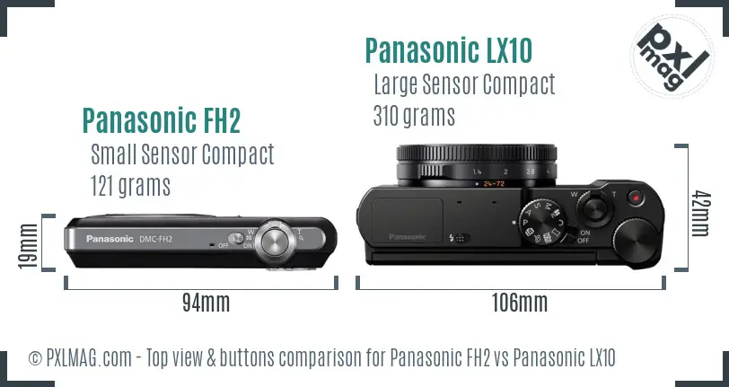 Panasonic FH2 vs Panasonic LX10 top view buttons comparison