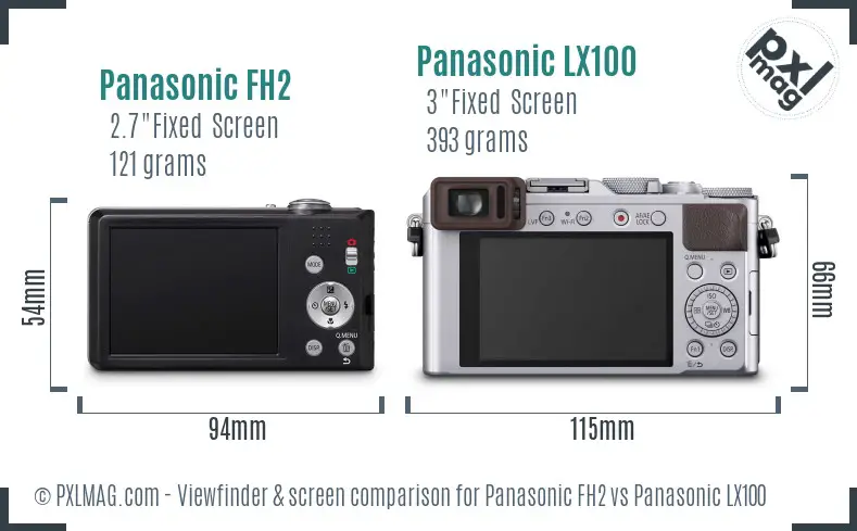 Panasonic FH2 vs Panasonic LX100 Screen and Viewfinder comparison