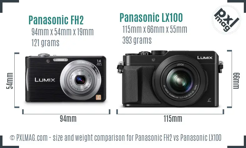 Panasonic FH2 vs Panasonic LX100 size comparison