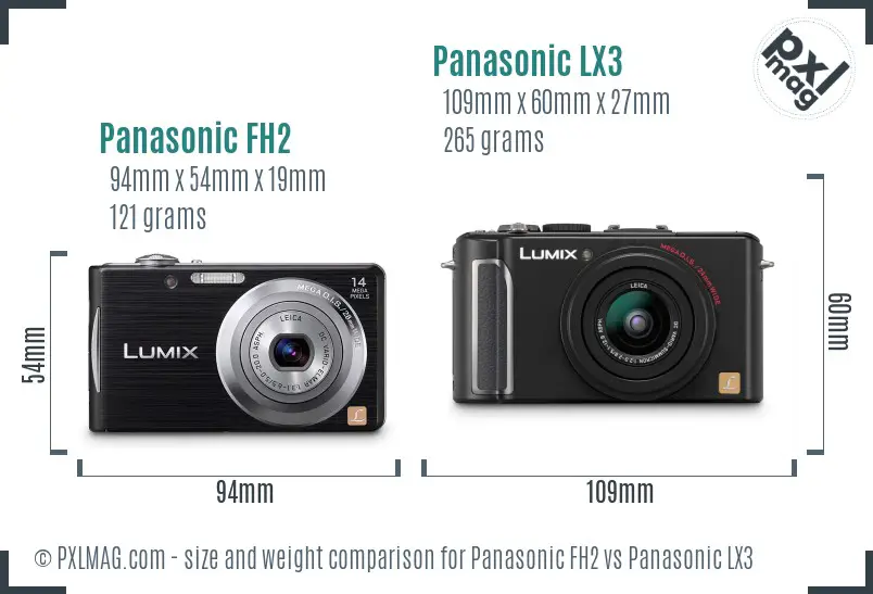 Panasonic FH2 vs Panasonic LX3 size comparison