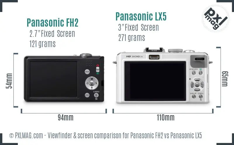 Panasonic FH2 vs Panasonic LX5 Screen and Viewfinder comparison Panasonic FH2 vs Panasonic LX5 Screen and Viewfinder comparison