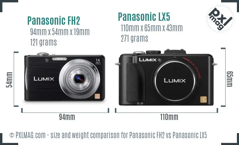 Panasonic FH2 vs Panasonic LX5 size comparison Panasonic FH2 vs Panasonic LX5 size comparison